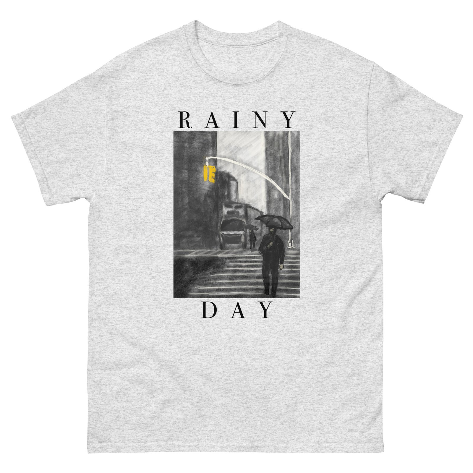 Rainy Day Artistic T-Shirt - Unique Painted Design, Vintage Style Graphic Tee, Unisex - Image 6