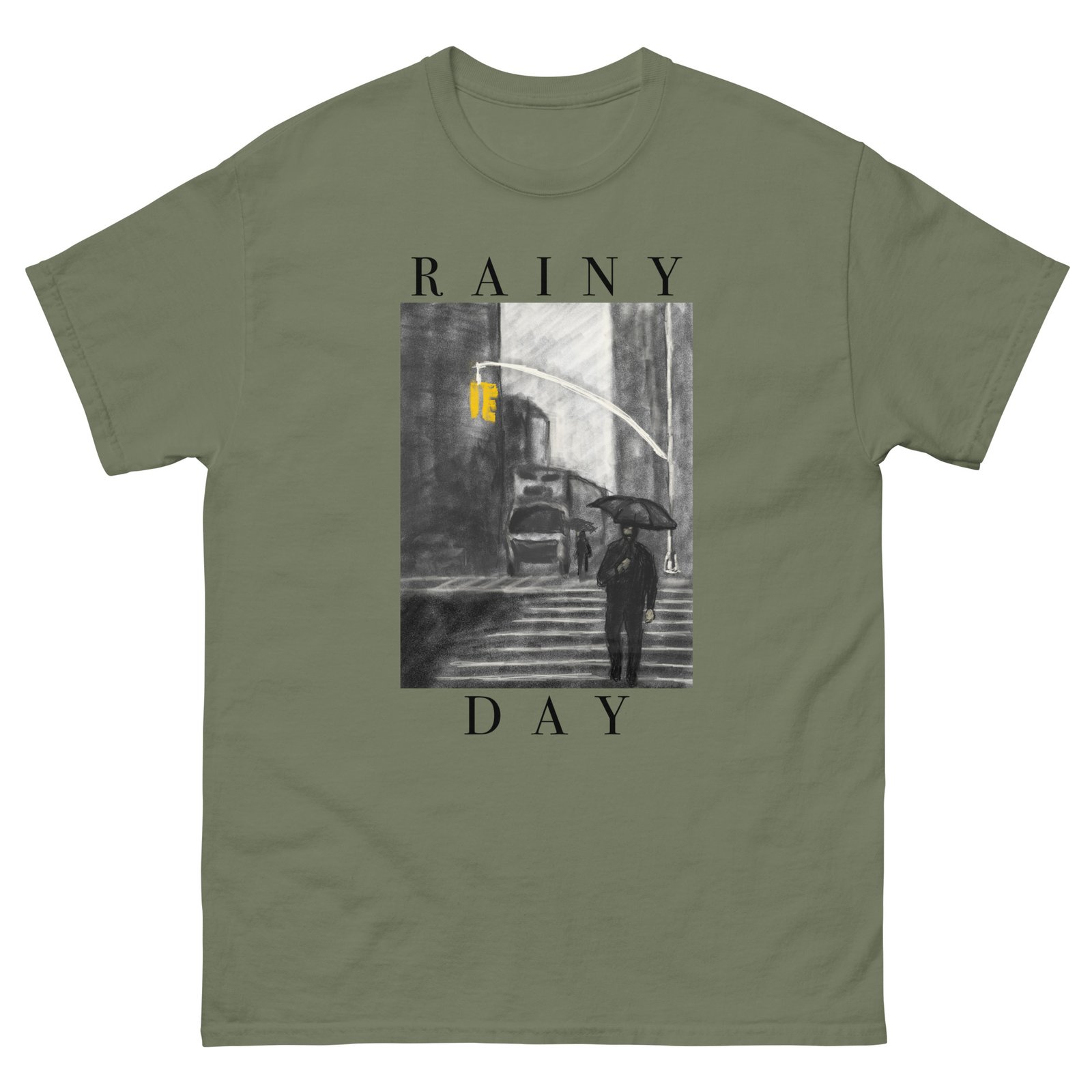 Rainy Day Artistic T-Shirt - Unique Painted Design, Vintage Style Graphic Tee, Unisex - Image 3