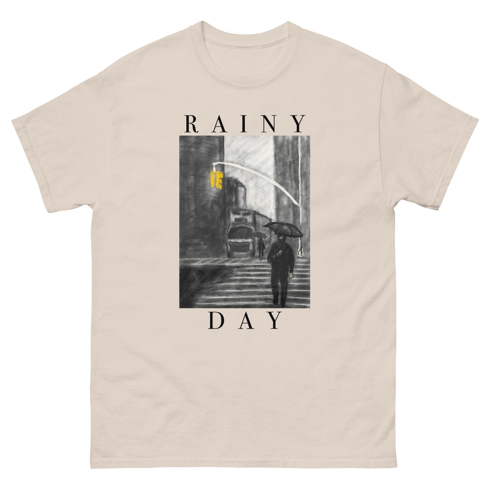 Rainy Day Artistic T-Shirt - Unique Painted Design, Vintage Style Graphic Tee, Unisex - Image 5