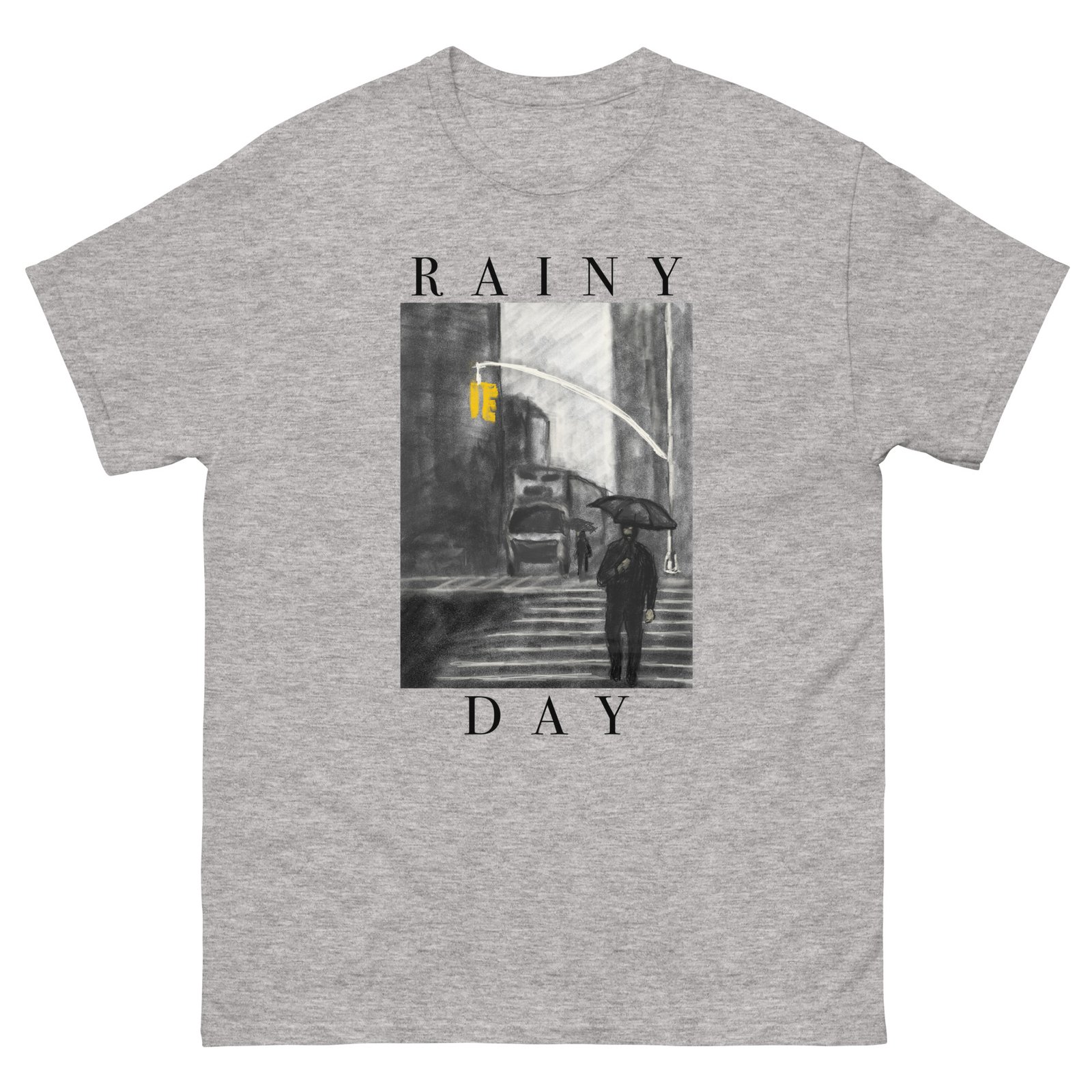 Rainy Day Artistic T-Shirt - Unique Painted Design, Vintage Style Graphic Tee, Unisex - Image 4