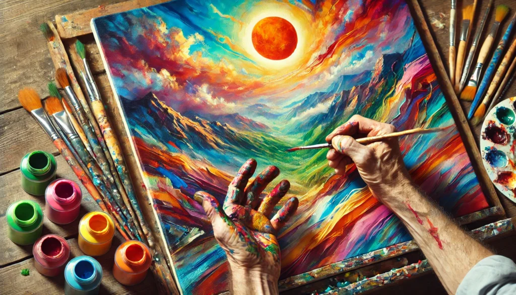 man painting a canvas